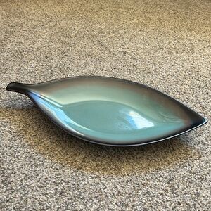 Leaf shape platter. Beautiful aqua blue and browns